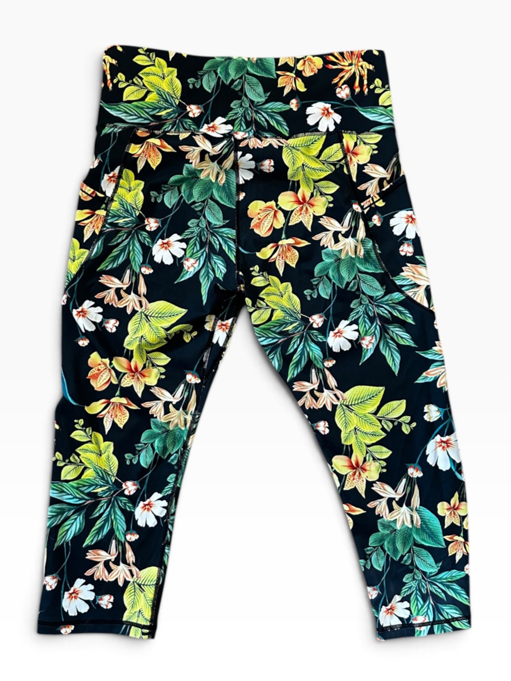Ododos Tropical Floral Women’s Capri Leggings Size XL